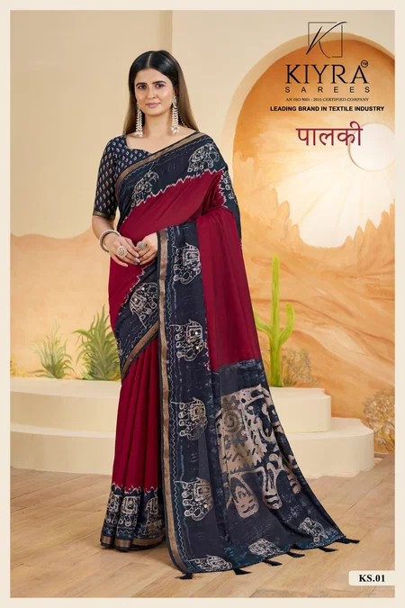 Paalki By Kiyra Viscose Silk Aari Work Saree Wholesalers In Surat

